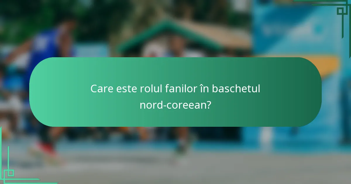 Care este rolul fanilor în baschetul nord-coreean?