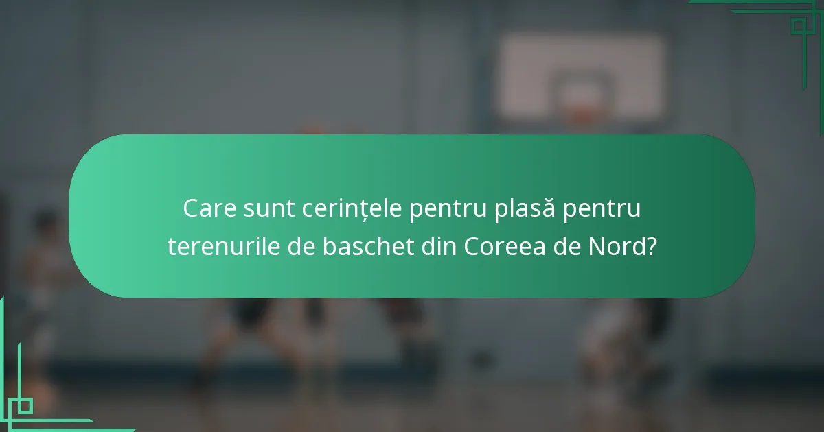 Care sunt cerințele pentru plasă pentru terenurile de baschet din Coreea de Nord?