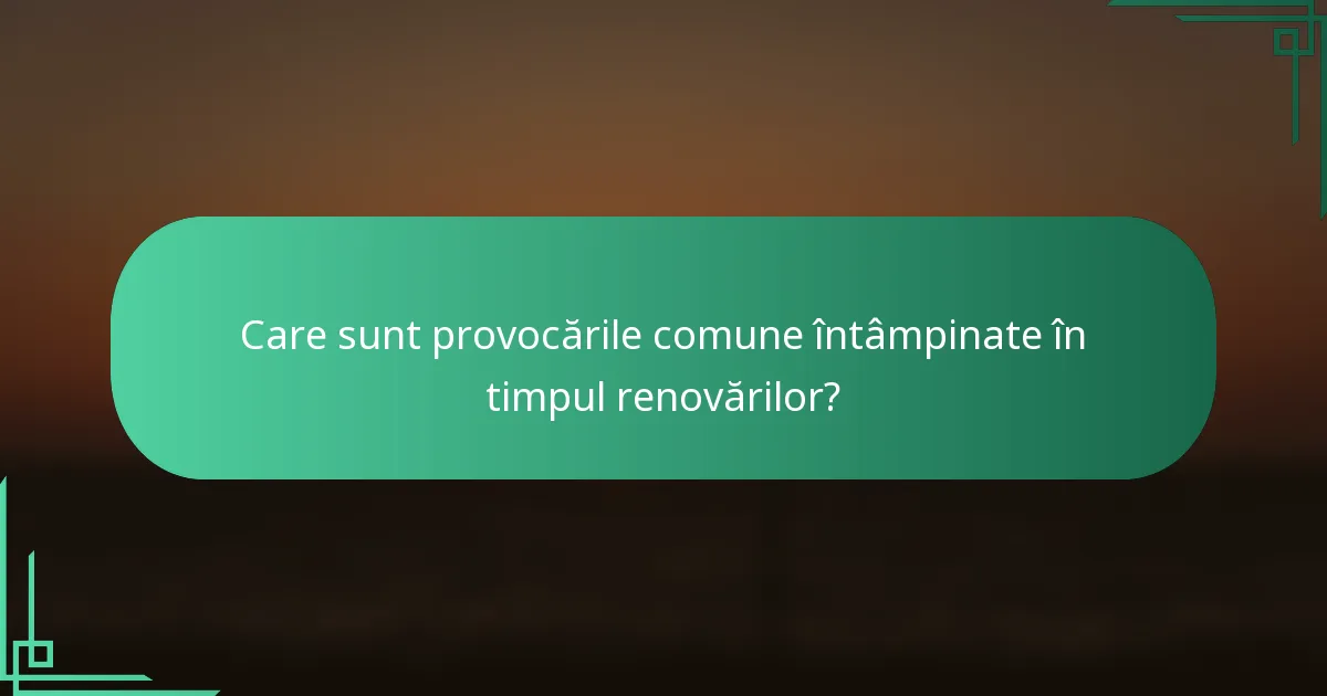 Care sunt provocările comune întâmpinate în timpul renovărilor?