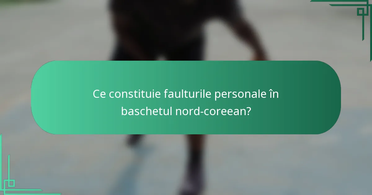Ce constituie faulturile personale în baschetul nord-coreean?