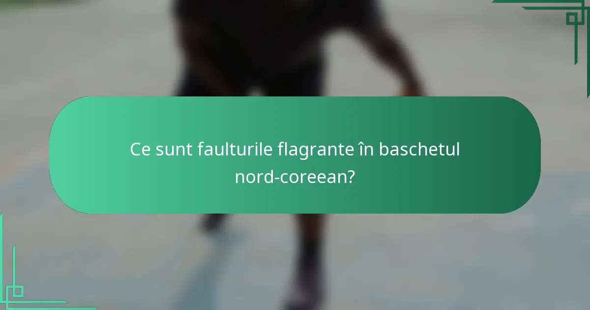 Ce sunt faulturile flagrante în baschetul nord-coreean?