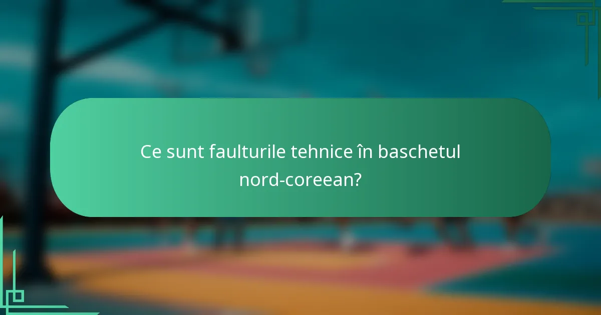 Ce sunt faulturile tehnice în baschetul nord-coreean?