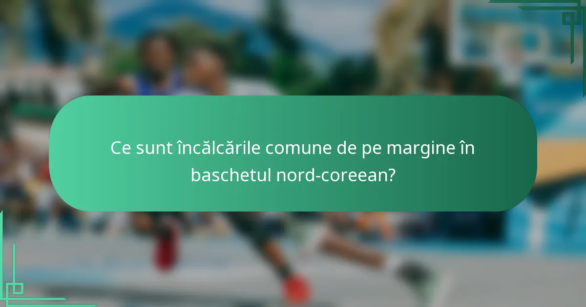 Ce sunt încălcările comune de pe margine în baschetul nord-coreean?