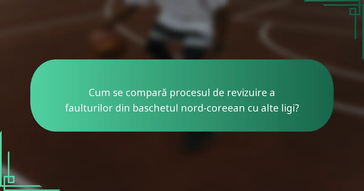 Cum se compară procesul de revizuire a faulturilor din baschetul nord-coreean cu alte ligi?